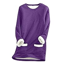 Women Thick Wool Warm Underlay Sweatshirt Print Plush Solid Color Velvet Crewneck Sweater Loose Plus Size Pullover Tops