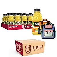 Minute Maid 24-Pack of Orange 100% Fruit Juice Drink, 10.0 fl oz On-the-Go Plastic Bottle + 2 Snack Handbags by Unique Outlet Brand
