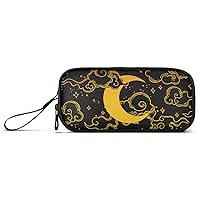 ALAZA Moon and Clouds and Stars Pencil Case Nylon Pencil Bag Portable Stationery Bag Pen Pouch with Zipper for Women Men College Office Work