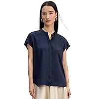 LilySilk Womens 22MM Pure Silk Blouse Ladies Short Sleeves Casual and Relax Style Summer Blouse for Work Daily Wear