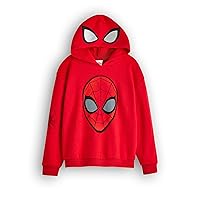 Marvel Spiderman Boys Hooded Sweatshirt | Kids Superhero Graphic Hoodie in Red | Comic Book Character Art Merchandise Gift