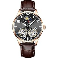 AILANG Men's Skeleton Watches Automatic Mechanical Ailang Watch with Dual Balance Wheels