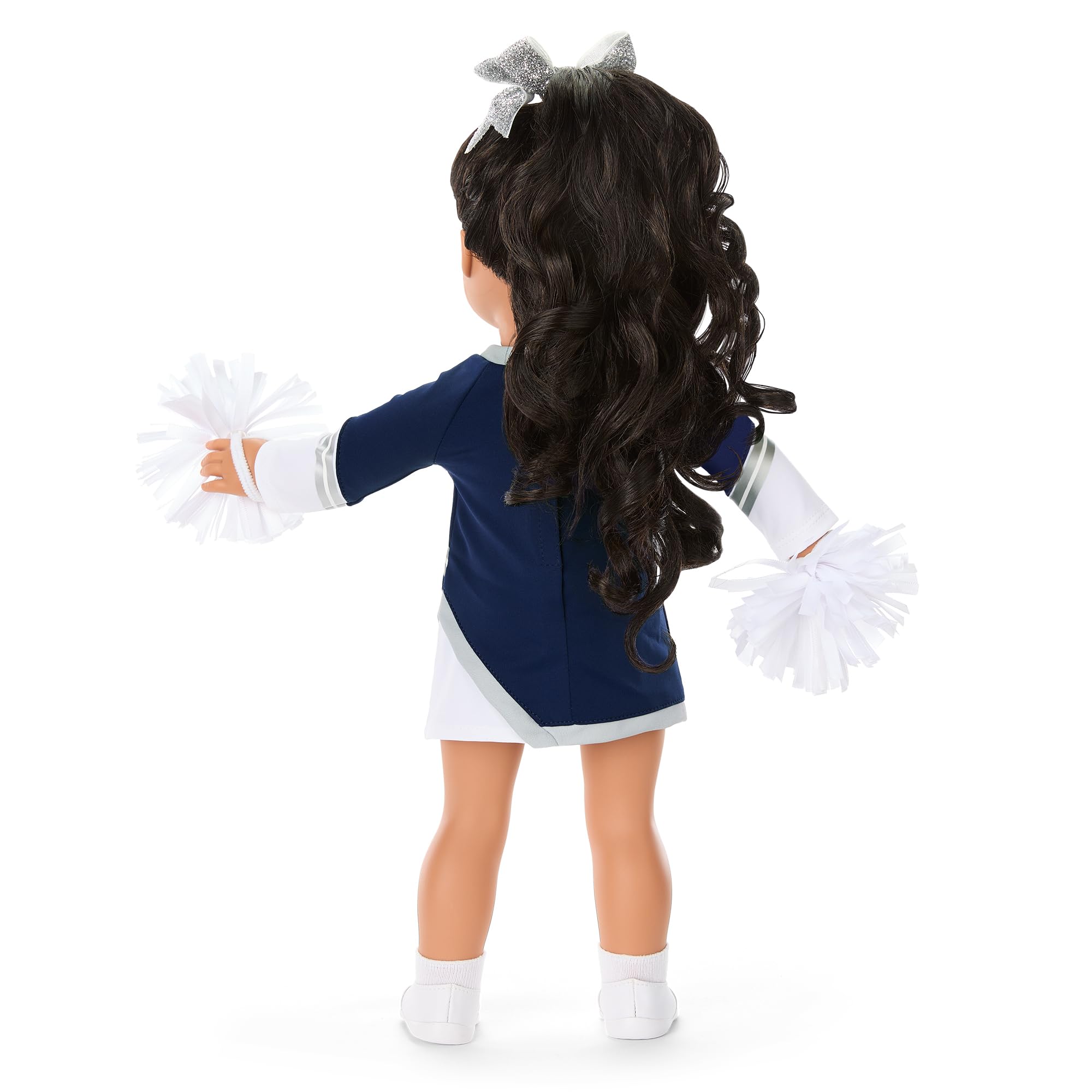 American Girl Dallas Cowboys Cheer Uniform 18 inch Doll Clothes with Pom Poms, Blue and Grey, 5 pcs, Ages 6+