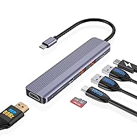 Type C USB Hub, 10Gbps USB C Hub, USB C Splitter with 1 USB C 3.2 and 2 USB A 3.2 Data Ports, 4K@60HZ HDMI, 100W PD, Micro SD 3.0 Card Reader, for MacBook, Mac Mini, XPS, Laptop and USB C Devices