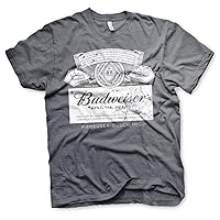Budweiser Officially Licensed Washed Logo Mens T-Shirt (Dark-Heather)