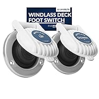 Five Oceans Anchor Windlass Deck Foot Switch Up/Down, Single Direction Switches, 1 Up Switch and 1 Down Switch, White UV-Stabilized Plastic Hinged Cover, 12 Volts - FO3291