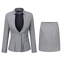 Women's 2 Piece Business Skirt Suit Set Office Lady Slim Fit Blazer and Skirt