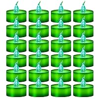 24 PCS Real Green Flickering Flame Tea Lights(Green LED Inside), Battery Operated LED Tealight Candles, Green Flameless Small Candles for Party, Christmas and Halloween