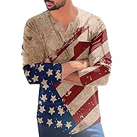 Men's USA Flag Patriotic Long Sleeve T Shirt Tops Independence Day 4th of July Men Sports T Shirt