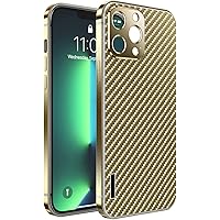 Case for iPhone 13 Pro Max/13 Pro/13, Luxury Ultra Thin Back Cover Camera Protection Ultra Slim Shockproof Phone Case with Stainless Steel Frame,Gold,13 Pro Max 6.7
