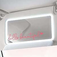 Hello Beautiful Car Rearview Mirror Stickers Decals, Car Window Stickers and Decals, Dresser Mirror Decor, Cute Car Decoration Accessories Rear View Mirror Decals for Women (Pink)