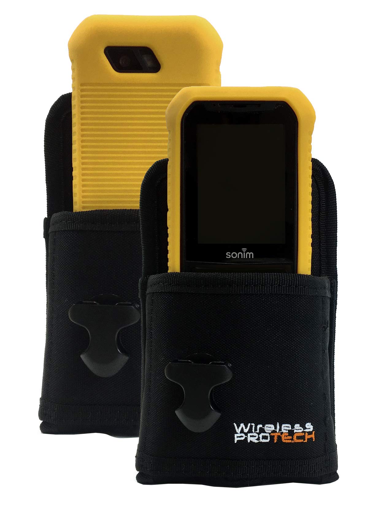 Wireless PROTECH Sonim XP5S Case, Silicone Gel Case for Sonim XP5s XP5800 and Military-Grade Ballistic Nylon Pouch (Yellow)