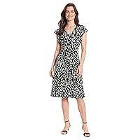 London Times Women's V-Neck Ruffle Sleeve Matte Jersey Dress Casual Summer Fun Easy Wear to Brunch