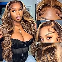 UNICE Put on and Go Glueless Wig Human Hair Pre Cut Lace Bleached Knots Body Wave Honey Blonde Highlight 6x4.75 HD Lace Closure Human Hair Wig Pre Plucked Beginners Wig 16 inch