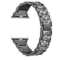 Bling Bands Compatible with Apple Watch Band 38mm 40mm 41mm 42mm 44mm 45mm iWatch Series 9/8/7/6/5/4/3/2/1/SE, Dressy Jewelry Metal Bracelet Adjustable Wristband