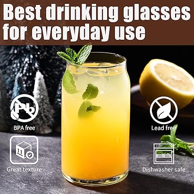 Beer Can Shaped Glass, Drinking Cups With Lids and Straws,Beer Glass Cups  16 oz, Glass Cups Set Of 12, Beer Glasses Drinking Glasses Bulk, Ideal For  Beer, Soda,… in 2023