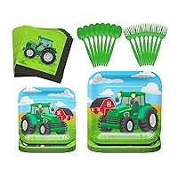 Tractor Standard Party Supplies Pack (109 Pieces for 20 Guests) - Tractor Birthday Party Supplies, Tractor Plates and Napkin, Tractor Decorations, Farm Animal Party, Baby Shower, Blue Orchards