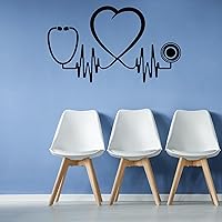 Vinyl Wall Decal Health Care Heartbeat Clinic Office Cardiogram Stickers Mural Large Decor (g4916) Black