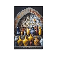 THAELY Moroccan still Life Ceramic Vase Poster - Home Living Room Corridor Wall Canvas Print Decoration Canvas Painting Wall Art Poster for Bedroom Living Room Decor 16x24inch(40x60cm) Unframe-style