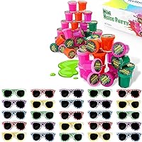 Neliblu Neon Kids' Sunglasses & Party Putty Bundle Pack - Stylish UV Protection, Vibrant Colors, Durable & Kid-Safe Materials - Ideal for Birthdays, Holidays, Summer Beach Days & Party Favors