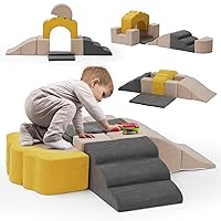 Soft Play Climb and Crawl Activity Playset,Toast-shaped Foam Climbing Building Blocks for Toddlers- Baby Crawling & Sliding Gym Equipment Indoor Active Climbing Crawling and Playing for Preschool