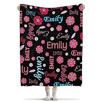 Personalized Blanket with Custom Name Custom Baby Name Blanket for Girl Boy Flower Customized Baby Blanket with Name for Toddler Newborn, Gift for Birthday Christmas 40