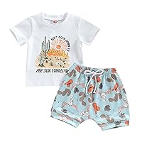 Karwuiio Toddler Baby Boy Girl Summer Outfit Short Sleeve T-Shirt Tops Shorts 2Pcs Baby Summer Clothing Set