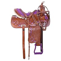 Pony & Adult Classic Quality Handmade Premium Leather Comfort Western Barrel Racing Trail Equestrian Horse Saddle Tack, Size 14