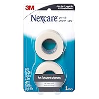 Nexcare Gentle Paper Tape, Medical Paper Tape, Secures Dressings and Lifts Away Gently - 1 In x 10 Yds, 2 Rolls of Tape