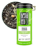 Chinese Jasmine, Classic Jasmine Green Tea, Loose Leaf, Up to 50 Cups, Make Hot or Iced, Medium Caffeine, 4.5 Ounce Refillable Tin