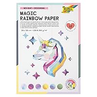 folia 12049 Magic Rainbow Paper Pad, 12 Sheets of Iridescent Craft Paper 24 x 34 cm, 120 & 250 g/m²