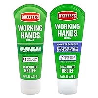 O'Keeffe's Working Hands Hand Cream, 3 oz Tube and Night Treatment Hand Cream, 3 oz Tube