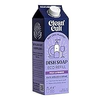 Cleancult Dish Soap Liquid Refills (32oz, 1 Pack) - Dish Soap that Cuts Grease & Grime - Free of Harsh Chemicals - Paper Based Eco Refill, Uses 90% Less Plastic - Wild Lavender