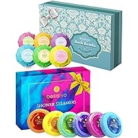 Bath Bombs Gift Set and Aromatherapy Shower Steamers Set, 6 Fizzies