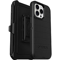 iPhone 15 Pro MAX (Only) Defender Series Pro Case - Black, Screenless, Rugged & Durable, with Port Protection, Includes Holster Clip Kickstand