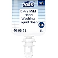 Tork Extra Mild Hand Washing Liquid Soap S4, No Fragrance Added, 6 x 1L, 400031