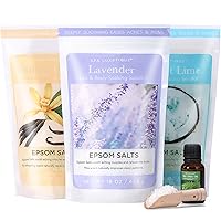 Epsom Salts for Soaking, Spa Luxetique Bath Salts for Women Gifts Set with Lavender, Vanilla and Coconut Scent Bath Set with Tea Tree Oil Gifts for Mom Mother's Day Gifts