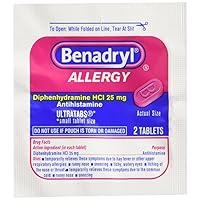 Benadryl 25/2s Display Box 25 Packets of 2 Pills, For Fever