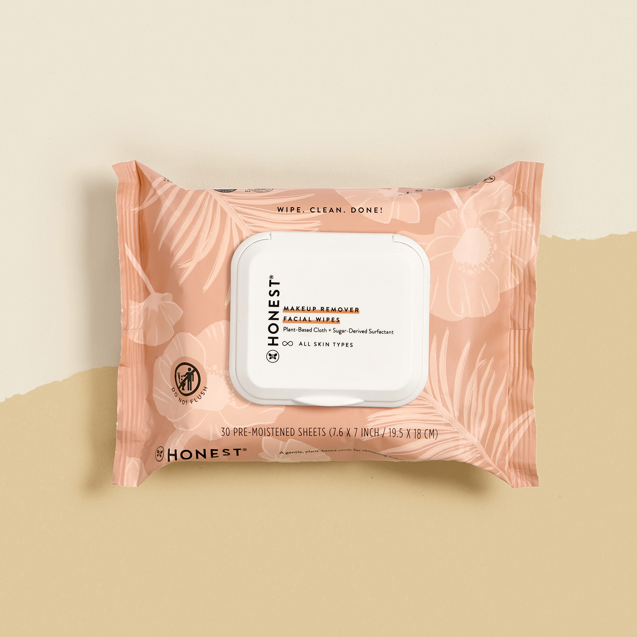 Honest Beauty Makeup Remover Facial Wipes | EWG Verified, Plant-Based, Hypoallergenic | 30 Count