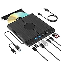 7 in 1 External Bluray Drive, USB 3.0 Type-C 3D Blu-ray DVD Burner Slim Optical External Bluray DVD Burner with SD/TF Card Slot 2 USB 3.0 Ports 2 Type-C Ports for Laptop PC Windows Linux MacOS