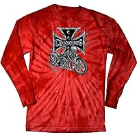 Mens Chopper Cross Skeleton Biker Long Sleeve Tie Dye Shirt
