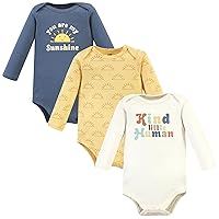 Hudson Baby Unisex Baby Unisex Baby Cotton Long-sleeve Bodysuits, Kind Human, 9-12 Months