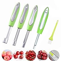 4 pcs Corer and Pitter Multi-Function Stainless Steel Fruit Corer and Pitter Remover Set, Apple Corer Pitter 4 Sizes for Home Kitchen, Pear, Cherry, Jujube, Red Date and Coconut Opener Tool