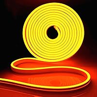 Neon LED Strip Lights 16.4ft/5m Neon Light Strip 12V Silicone LED Neon Rope Light Waterproof Flexible LED Lights for Bedroom Party Festival Decor, Orange (Power Adapter not Included)