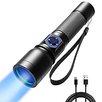 UV Flashlight Black Light USB-C Rechargeable, 365nm LED Ultraviolet Blacklight, Portable Woods Lamp for Pet Urine Detection, Dry Stains, Bed Bug, Curing Resin and Gel Nails, Rocks Searching