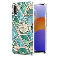 XYX Case Compatible with Xiaomi Redmi 9A, Marble Flower Series IMD Soft TPU Cover Case for Xiaomi Redmi 9A, Blue Flower