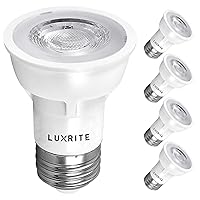 LUXRITE PAR16 LED Bulb, 5.5W (50W Equivalent), 3000K Soft White, 450 Lumens, Dimmable Spot Light, Enclosed Fixture Rated, 40° Beam Angle, ETL, Damp Rated, E26 Medium Base (4 Pack)