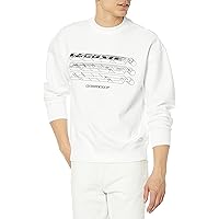 Lacoste Men's Long Sleeve Loose Fit Double Face Front Graphic Crewneck Sweatshirt