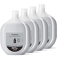Method Premium Gel Hand Wash Refill, Vetiver + Amber, Recyclable Bottles, 34 Ounce, 4 pack