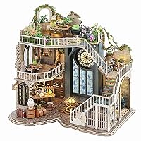 TuKIIE DIY Miniature Dollhouse Furniture Kit, Vintage Inspired 1:24 Scale Creative Room Wooden Doll House Accessories Plus Dust Proof for Kids Teens Adults(Magic House)